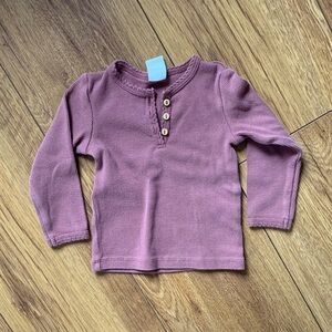 H&M Kids Long Sleeve Henley Shirt - Dusty Rose